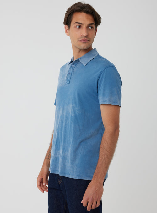Polo manches courtes Bleu en Coton organique - MAJESTIC FILATURES