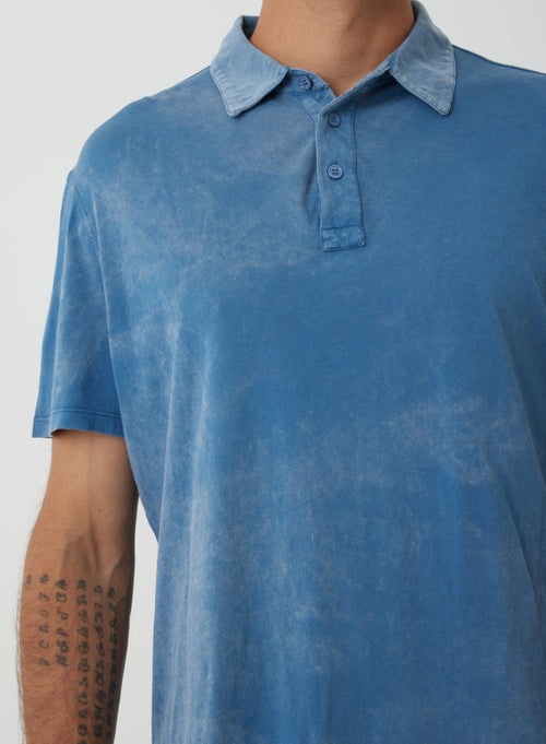 Polo manches courtes Bleu en Coton organique - MAJESTIC FILATURES