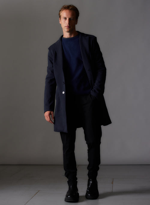 Pull Bleu roi Col Rond Manches Longues en Cachemire - MAJESTIC FILATURES