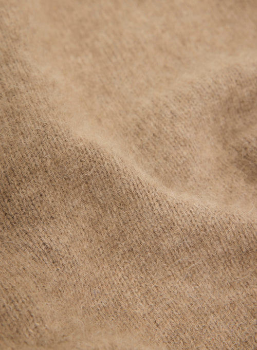 Gilet Beige Col V Manches Longues en Raccoon / Polyamide - MAJESTIC FILATURES