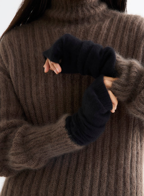 Mitaines Noires en Raccoon / Polyamide - MAJESTIC FILATURES