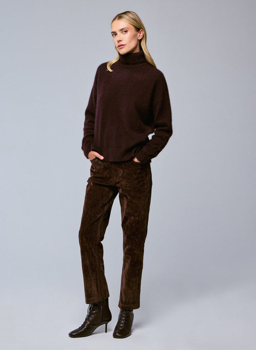 Pull Violet Col Roulé Manches Longues en Raccon wool / Polyamide - MAJESTIC FILATURES