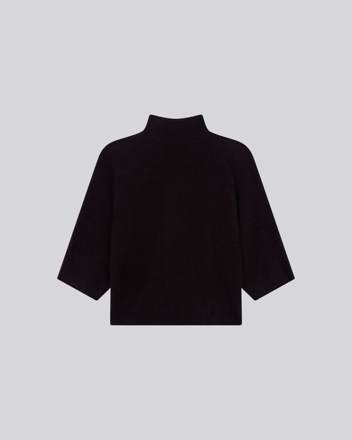 Pull Violet Col Roulé Manches Kimono en Raccon wool / Polyamide - MAJESTIC FILATURES