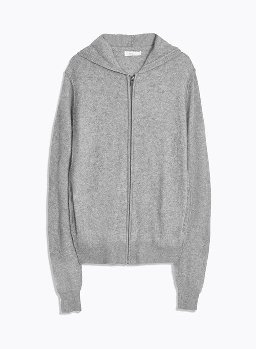 Gilet Gris Col Capuche Manches Longues en Raccoon / Polyamide - MAJESTIC FILATURES
