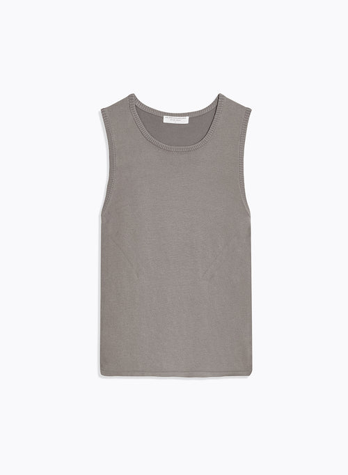 Graues©kurzärmeliges Tanktop mit Rundhalsausschnitt aus Bio-Baumwolle / Elasthan - MAJESTIC FILATURES
