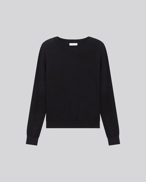Pull Marine Col Rond Manches Longues en Coton organique / Elasthanne - MAJESTIC FILATURES