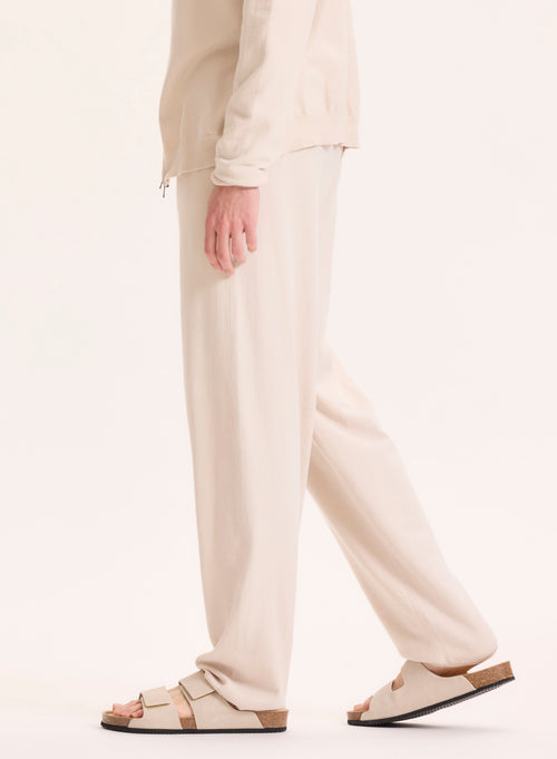 Pantalon beige en Coton organique / Elasthanne - MAJESTIC FILATURES