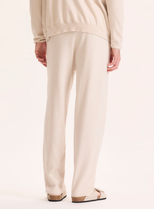Pantalon beige en Coton organique / Elasthanne - MAJESTIC FILATURES