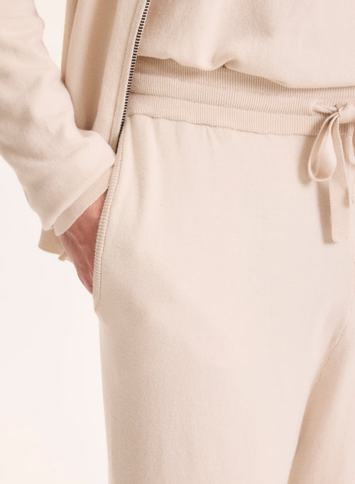 Pantalon beige en Coton organique / Elasthanne - MAJESTIC FILATURES