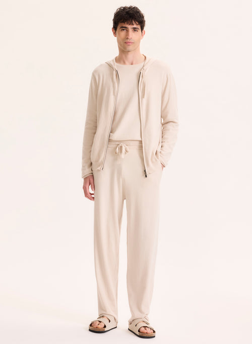 Pantalon beige en Coton organique / Elasthanne - MAJESTIC FILATURES