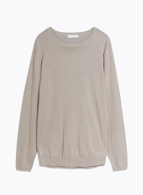 Pull Beige Manches Longues Col Rond en Coton organique / Elasthanne - MAJESTIC FILATURES