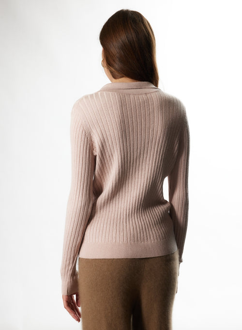 Puderpullover Polokragen Lange Ärmel aus Bio-Baumwolle / Viskose / Elasthan / Faser©© - MAJESTIC FILATURES