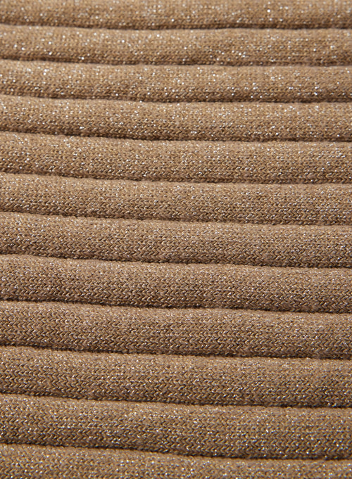 Robe Camel Col Rond Manches Longues en Coton Organique / Viscose / Elasthanne / Fibre Métalisée - MAJESTIC FILATURES