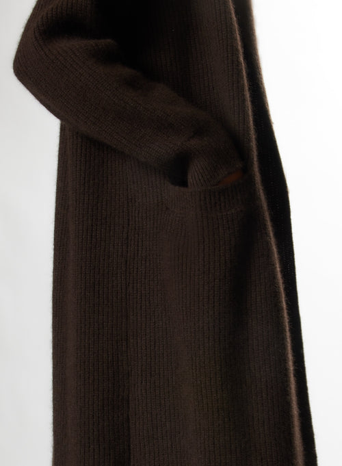 Gilet Chocolat Col V Manches Longues en Yack - MAJESTIC FILATURES