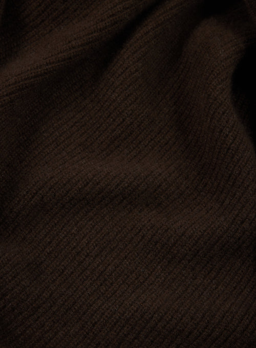 Gilet Chocolat Col V Manches Longues en Yack - MAJESTIC FILATURES