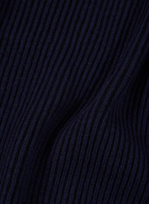 Gilet Marine Col V Manches Longues en Laine / Cachemire - MAJESTIC FILATURES