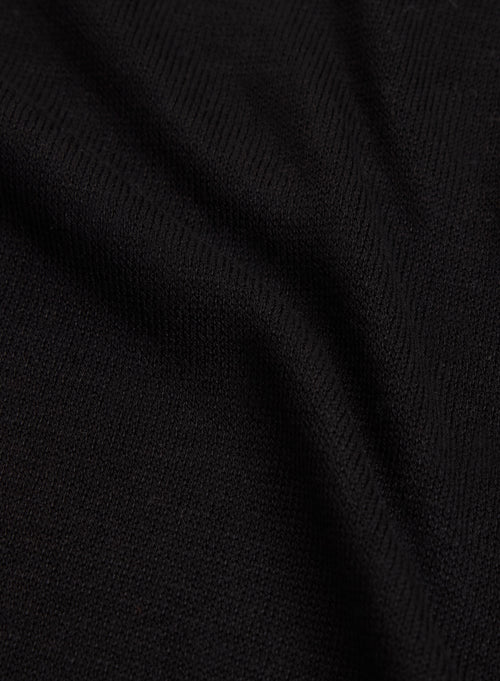 Schwarzes Poloshirt mit kurzen Ärmeln Polokragen aus Seide / Viskose - MAJESTIC FILATURES