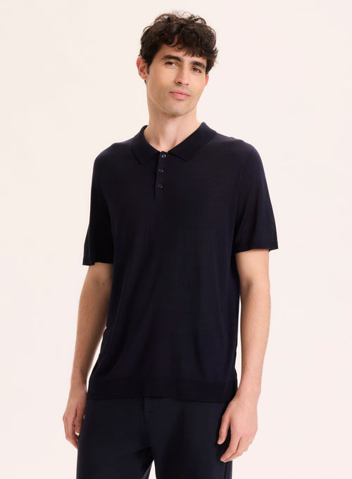 Polo Marine Col Polo Manches Courtes en Soie / Viscose - MAJESTIC FILATURES