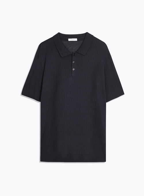 Polo Marine Col Polo Manches Courtes en Soie / Viscose - MAJESTIC FILATURES