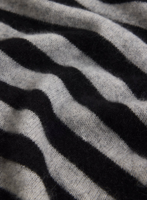 Pull Gris Col V Manches Longues en Raccoon / Polyamide - MAJESTIC FILATURES