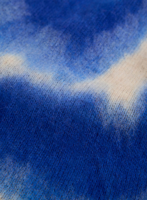 T-shirt Bleu Col V Manches Courtes en Raccoon / Polyamide - MAJESTIC FILATURES