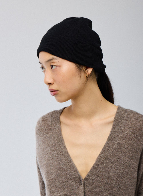 Bonnet Noir en Cachemire - MAJESTIC FILATURES