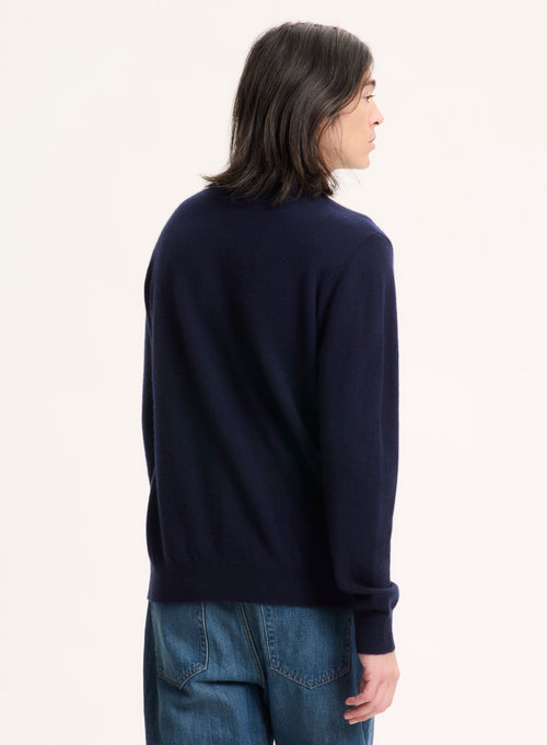 Pull Marine Col Rond Manches Longues en Cachemire - MAJESTIC FILATURES