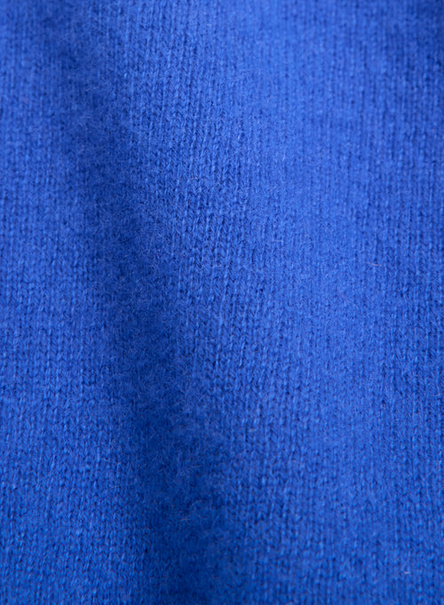 Pull Bleu Col Rond Manches Longues en Cachemire - MAJESTIC FILATURES