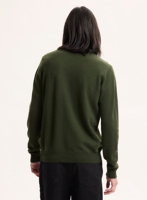Pull Vert Col Rond Manches Longues en Cachemire - MAJESTIC FILATURES