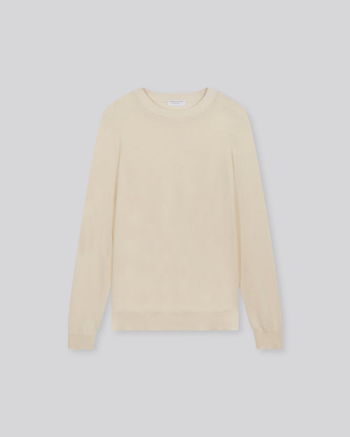 Pullover Weiß Rundhalsausschnitt Lange Ärmel - MAJESTIC FILATURES