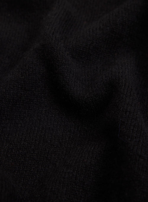 Schwarzer Pullover mit V-Ausschnitt und langen Ärmeln aus Kaschmir - MAJESTIC FILATURES
