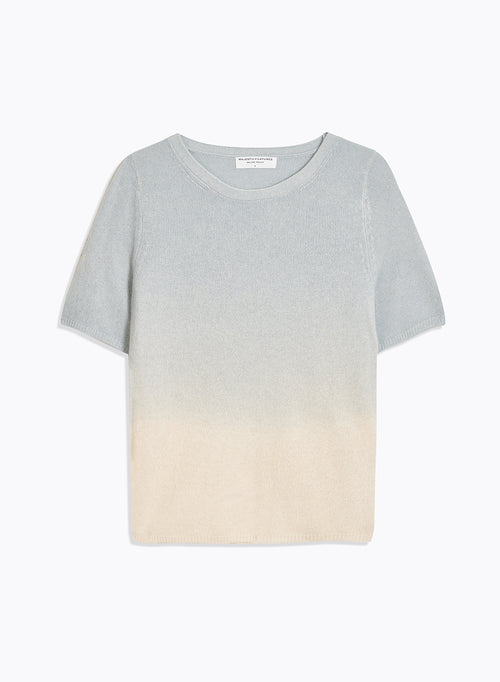 Blauer Pullover mit Rundhalsausschnitt und kurzen Ärmeln - MAJESTIC FILATURES