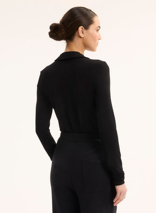 Chemise Noire Anna 2 poches en Viscose et Élasthanne - MAJESTIC FILATURES