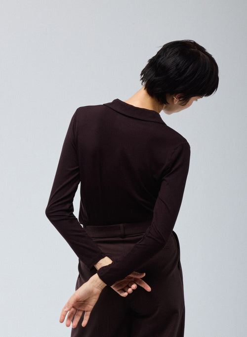Chemise Aubergine Anna 2 poches en Viscose et Élasthanne - MAJESTIC FILATURES