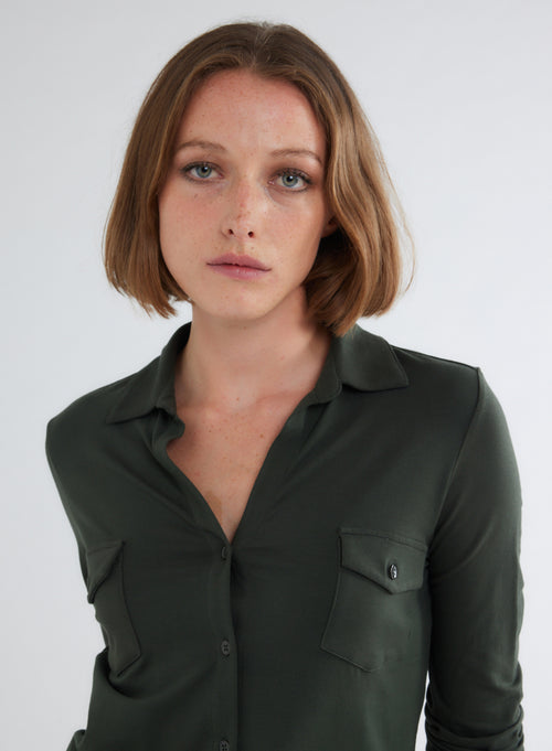 Shirt Grün Langarm - MAJESTIC FILATURES