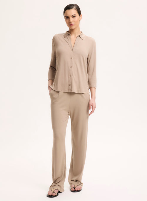 Hemd Beige 3/4-Ärmel - MAJESTIC FILATURES