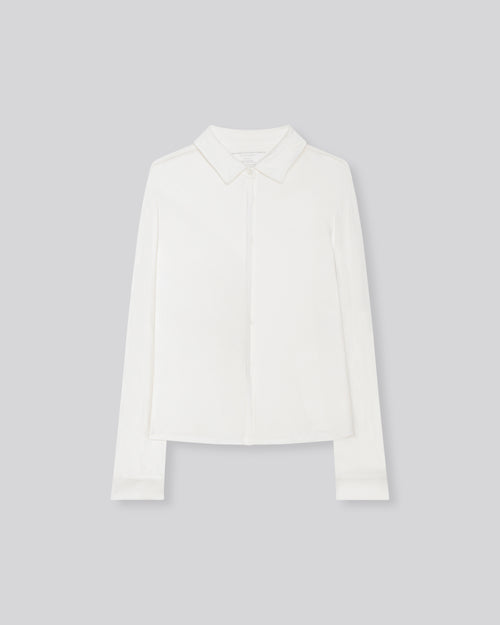 Chemise Blanche Manches Longues en Viscose / Elasthanne - MAJESTIC FILATURES