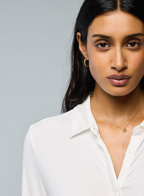 Chemise Blanche Manches Longues en Viscose / Elasthanne - MAJESTIC FILATURES