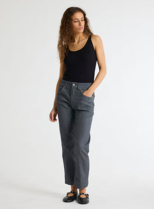 Débardeur Noir Abby finitions bourdon en Viscose et Élasthanne - MAJESTIC FILATURES