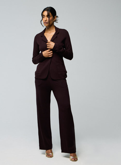 Aubergine Viskose / Elasthan Hose - MAJESTIC FILATURES