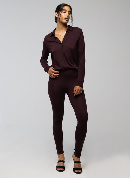 Aubergine Viskose / Elasthan Hose - MAJESTIC FILATURES