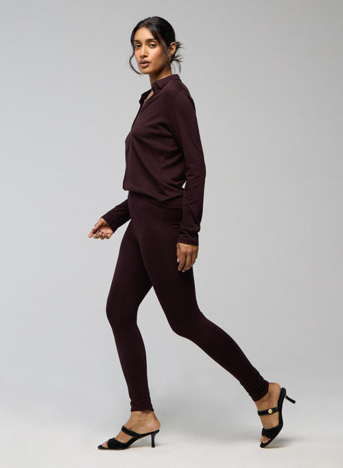 Aubergine Viskose / Elasthan Hose - MAJESTIC FILATURES