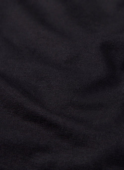 Robe Noir Col Bénitier Manches Longues en Viscose et Élasthanne - MAJESTIC FILATURES