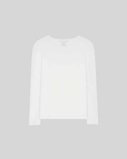 T-shirt Blanc Seconde Peau Col Rond Manches Longues en Viscose et Élasthanne - MAJESTIC FILATURES