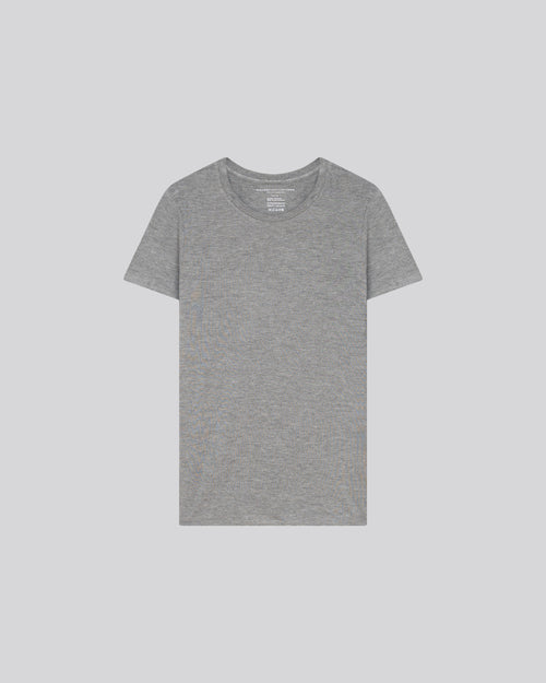 Graues Kurzarm-T-Shirt mit Rundhalsausschnitt aus Viskose / Elasthan - MAJESTIC FILATURES
