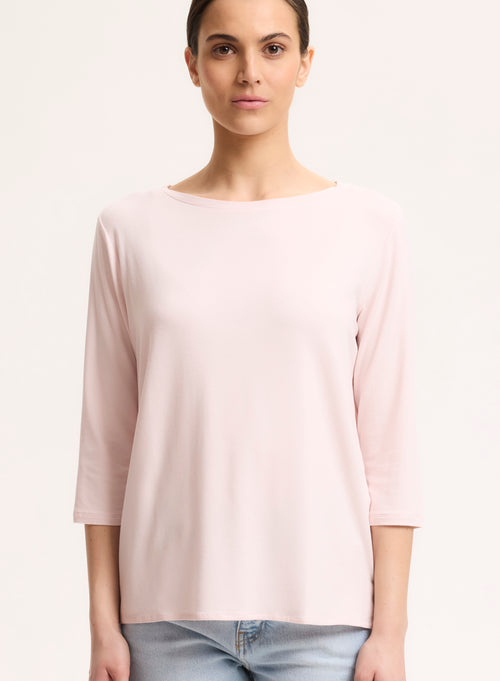 T-shirt Pétale Manches 3/4 Col Bateau en Viscose et Élasthanne - MAJESTIC FILATURES