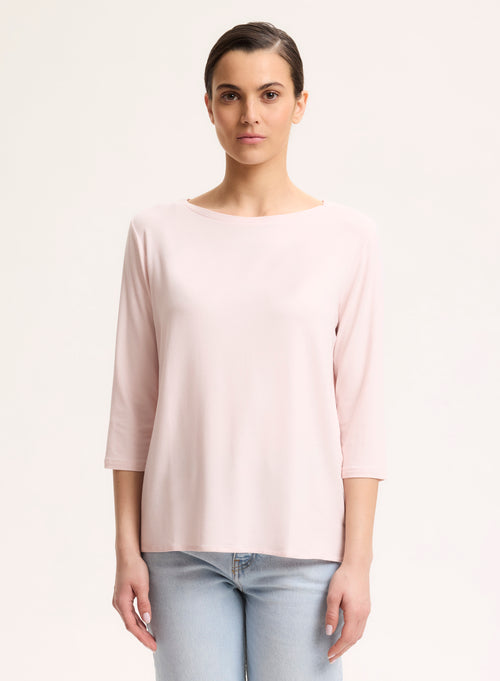 T-shirt Pétale Manches 3/4 Col Bateau en Viscose et Élasthanne - MAJESTIC FILATURES