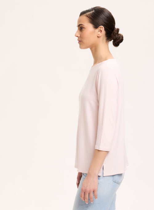 T-shirt Pétale Manches 3/4 Col Bateau en Viscose et Élasthanne - MAJESTIC FILATURES