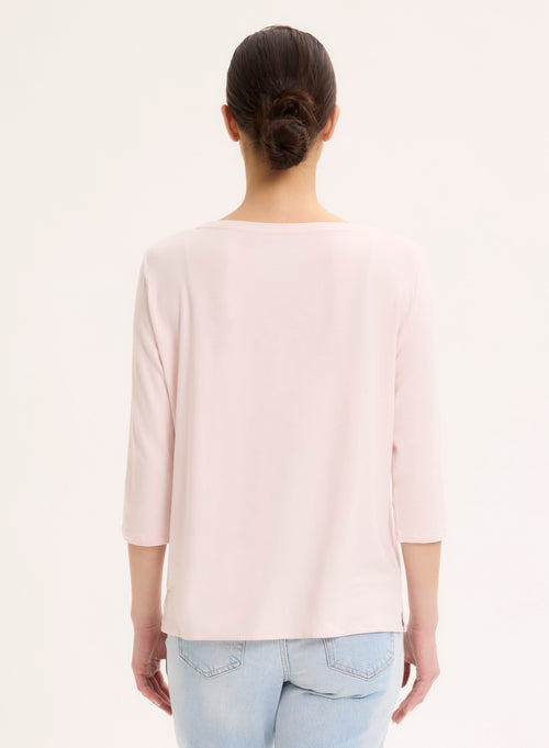 T-shirt Pétale Manches 3/4 Col Bateau en Viscose et Élasthanne - MAJESTIC FILATURES