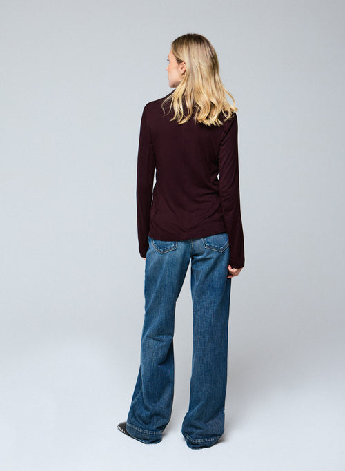 Aubergine Jacke Langärmelige Jacke aus Viskose / Elasthan - MAJESTIC FILATURES